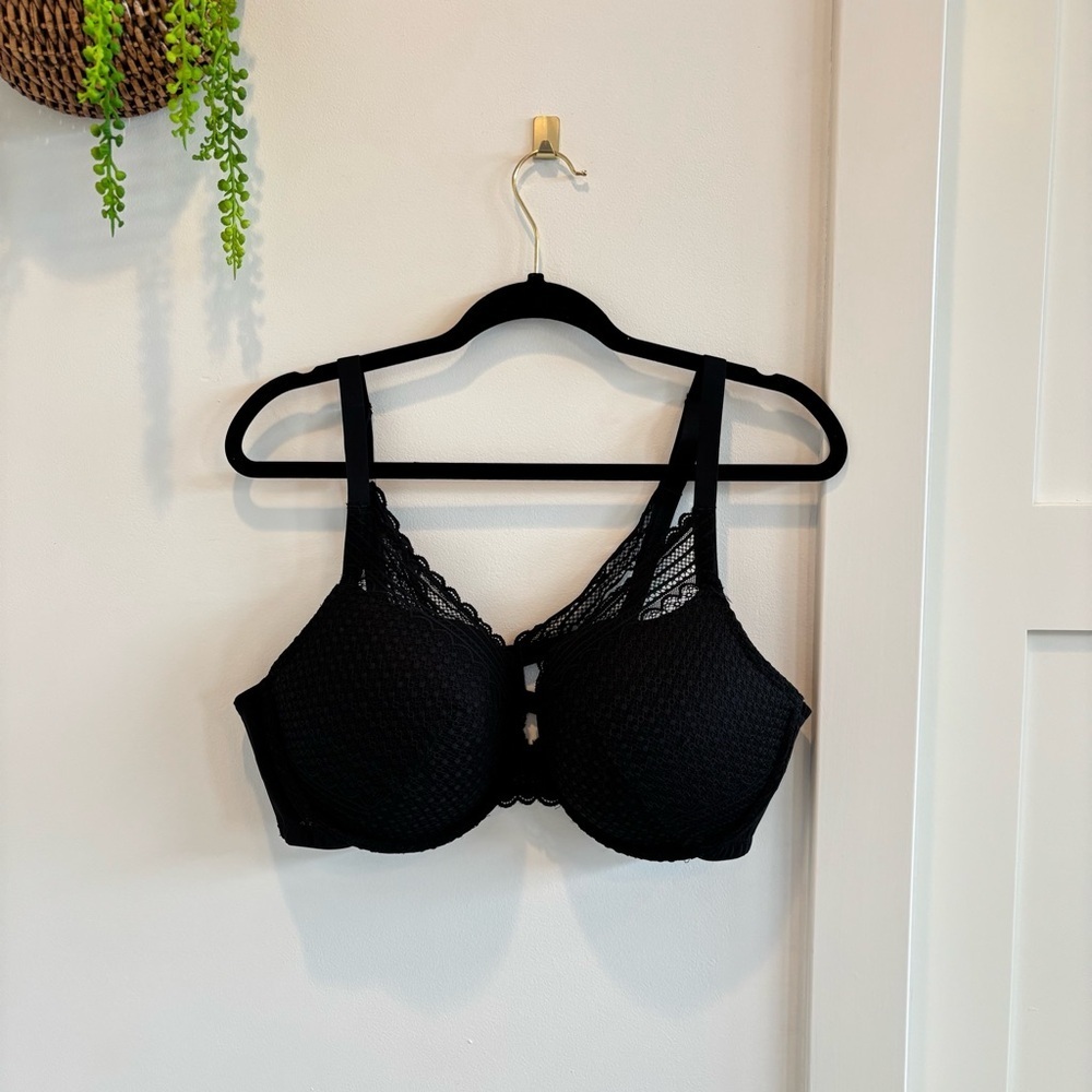 Auden Black Lace Mesh Padded Bra 42D Adjustable Straps and Back Clasp NWOT